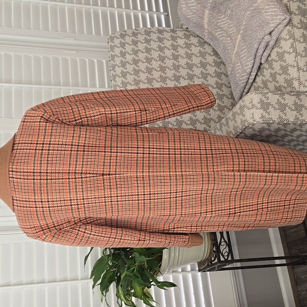 Talbots Campfire Plaid Wool Blend Trench Coat Size 12 NWOT - Picture 8 of 15